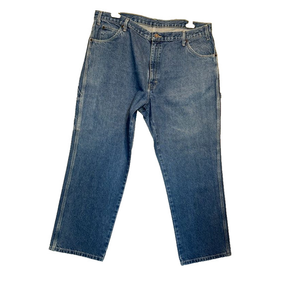 Dickies Jeans Men’s 42x30 Denim Blue workwear Carpenter Cargo Baggy Pants - Picture 1 of 15